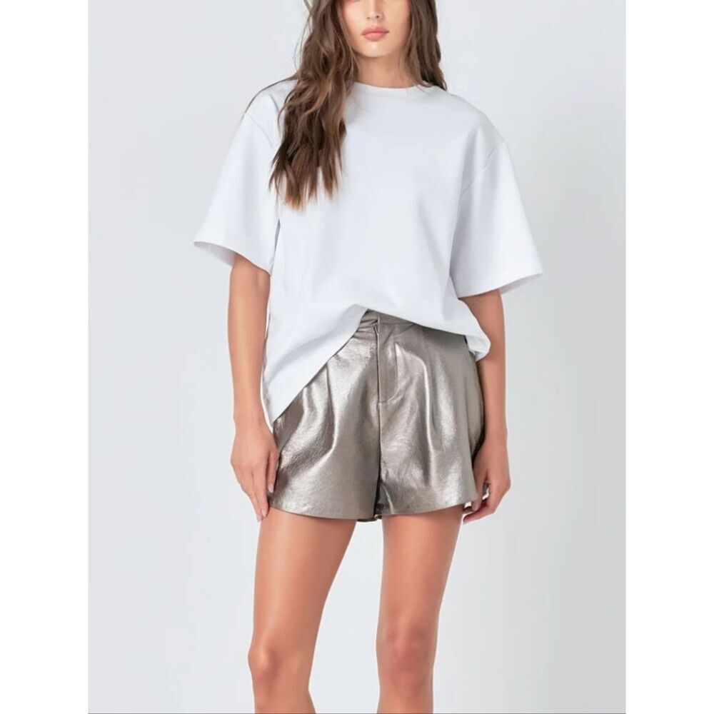GREY LAB Silver Lamè Shorts Women’s Sz Medium